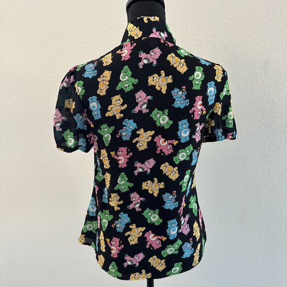 Care Bears Modern Button Collar Shirt Womens Size Small Black By Unique Vintage - Picture 6 of 11